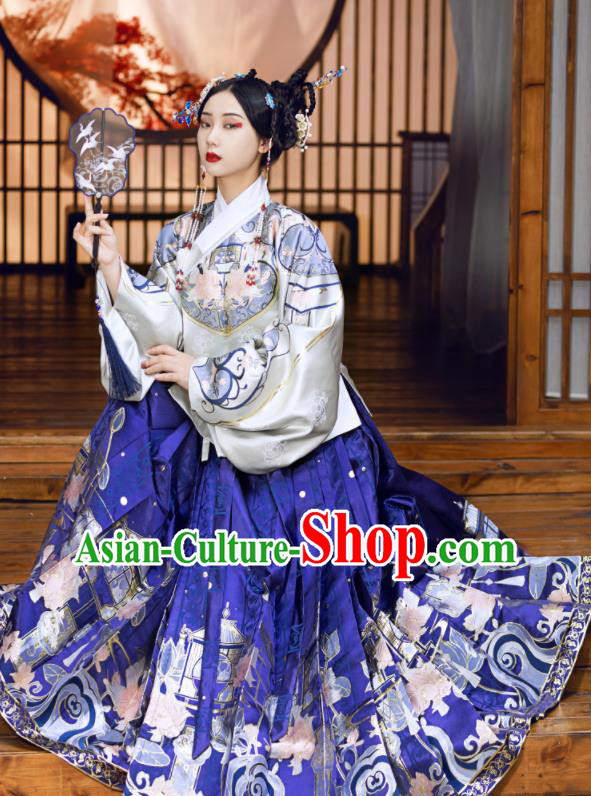 China Ming Dynasty Palace Hanfu Dress Apparels Traditional Court Woman Historical Clothing Ancient Imperial Consort Garment Costumes
