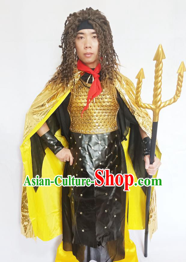 Top Cosplay Warrior Clothing Halloween Fancy Ball Garment Costume Cartoon Sea King Armor Apparels