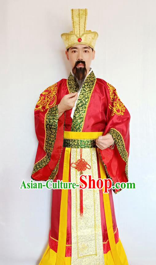Top Halloween Fancy Ball Garment Costumes China Ancient Prime Minister Apparels Cosplay Wealth God Clothing