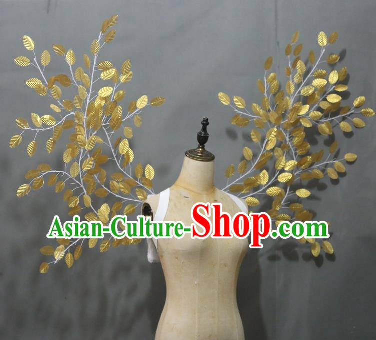 Top Brazilian Parade Accessories Halloween Catwalks Back Decorations Cosplay Angel Branch Props Opening Dance Golden Leaf Wings