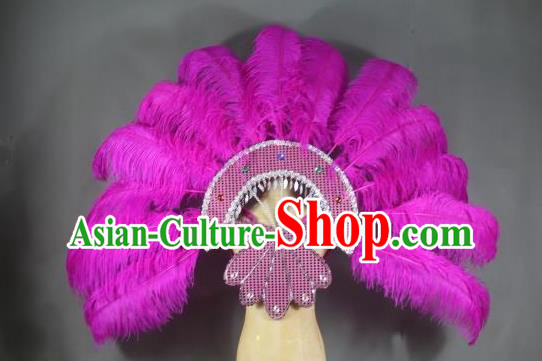 Top Brazilian Parade Accessories Halloween Cosplay Deluxe Back Decorations Miami Angel Catwalks Props Stage Show Purple Ostrich Feather Wings