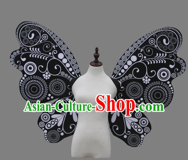 Top Samba Dance Decorations Miami Angel Catwalks Props Stage Show Black Butterfly Wings Brazilian Parade Back Accessories