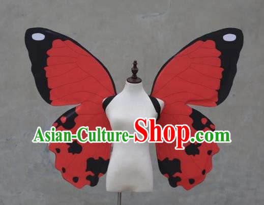 Top Stage Show Red Butterfly Wings Brazilian Parade Back Accessories Samba Dance Decorations Miami Angel Catwalks Props