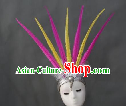 Handmade Catwalks Giant Headpiece Stage Performance Hair Crown Samba Dance Hair Accessories Rio Carnival Feather Hat