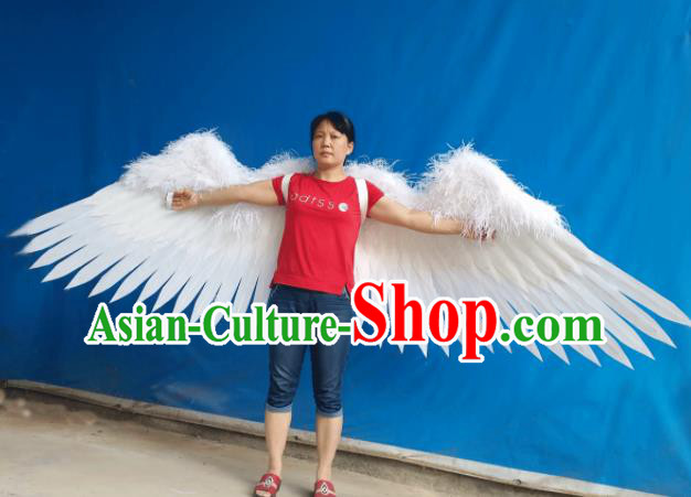 Top Opening Dance Deluxe White Feather Wings Brazilian Parade Catwalks Accessories Halloween Cosplay Back Decorations Miami Angel Props