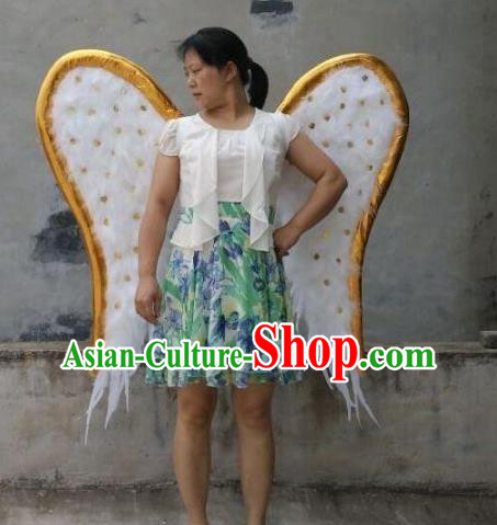 Top Halloween Cosplay Angel Decorations Miami Catwalks Props Stage Show White Feather Wings Opening Dance Back Accessories