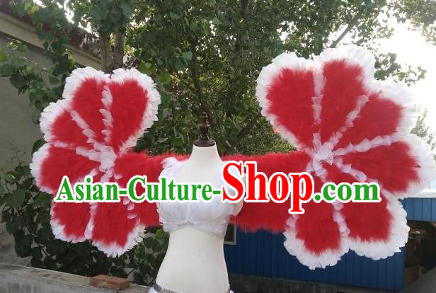 Top Stage Show Red Feather Wings Catwalks Back Accessories Opening Dance Giant Decorations Miami Angel Props