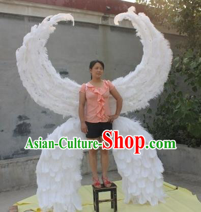 Top Stage Show White Feather Wings Opening Dance Back Accessories Brazil Parade Decorations Miami Catwalks Angel Props