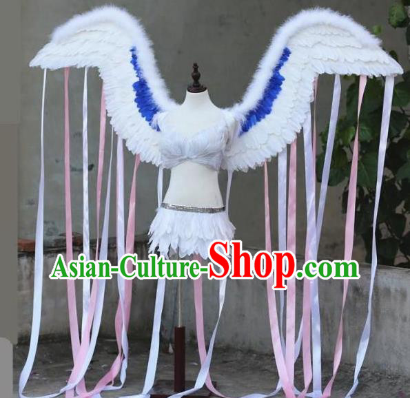 Top Stage Show Ribbon Tassel Wings Opening Dance Back Accessories Brazil Parade Decorations Miami Catwalks White Feather Props