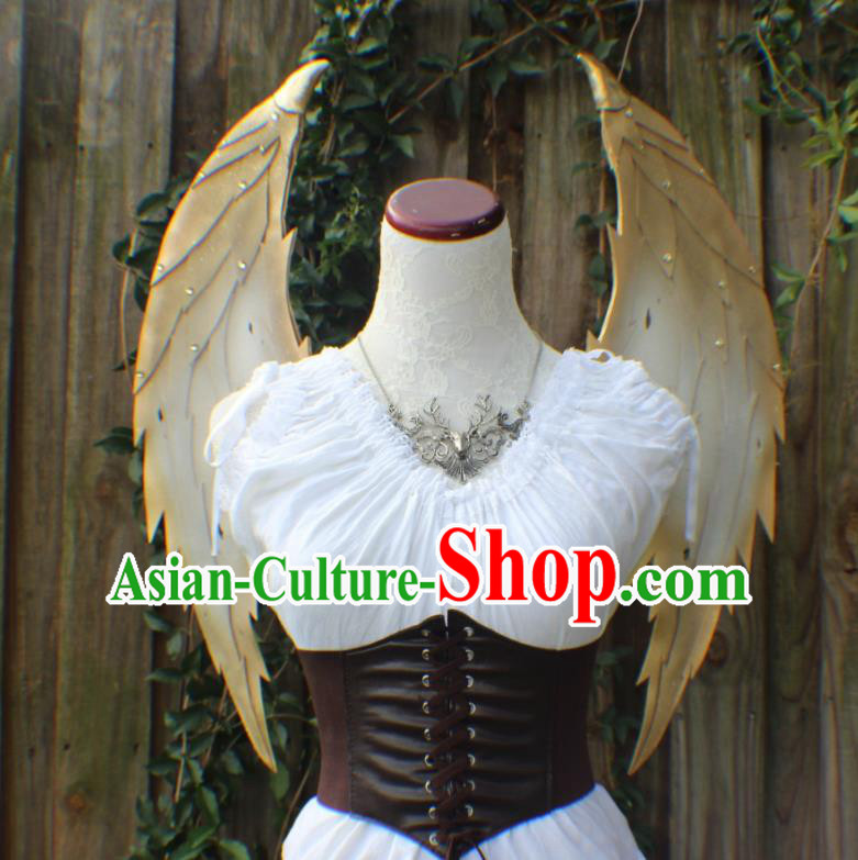 Top Miami Catwalks Accessories Brazil Parade Back Decorations Opening Dance Props Stage Show Golden Angel Wings