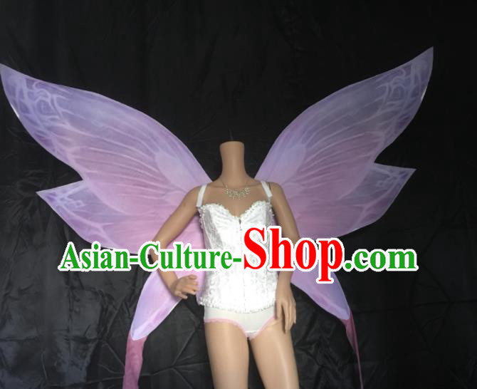 Top Cosplay Flowers Fairy Props Stage Show Pink Angel Wings Miami Catwalks Accessories Brazil Parade Back Decorations