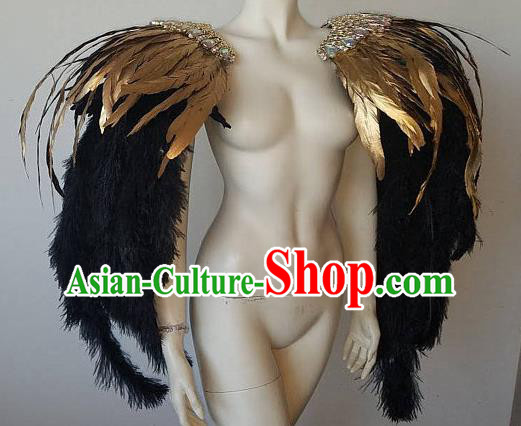 Top Stage Show Black Feather Tippet Miami Catwalks Accessories Brazil Parade Shoulder Decorations Samba Dance Dance Props