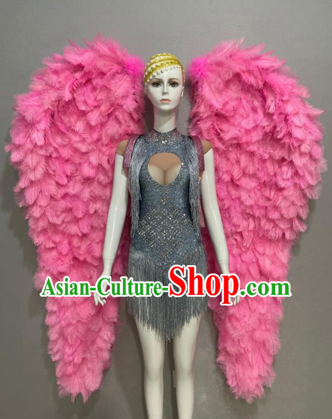 Top Samba Dance Pink Feather Wing Props Stage Show Giant Angel Wings Miami Catwalks Accessories Brazil Parade Back Decorations