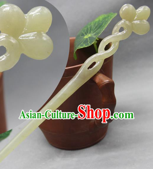 China Classical Hair Accessories Traditional Cheongsam Headpiece Ancient Swordswoman Hair Stick Handmade Jade Carving Hairpin