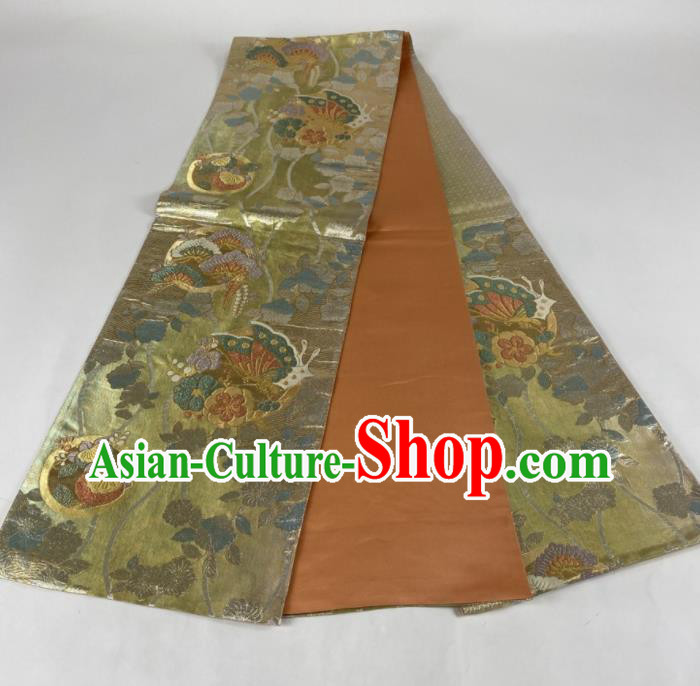 Japanese Traditional Yukata Robe Nishijin Girdle Accessories Classical Butterfly Pattern Kimono Belt Handmade Brocade Waistband
