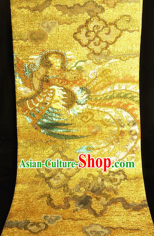 Japanese Classical Phoenix Pattern Golden Brocade Belt Handmade Kimono Nishijin Waistband Traditional Yukata Robe Girdle Accessories