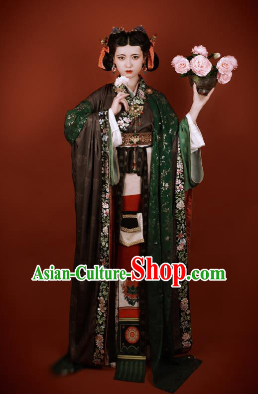 China Southern and Northern Dynasties Palace Lady Garment Costumes Traditional Dunhuang Murals Historical Clothing Ancient Royal Princess Hanfu Dress Apparels