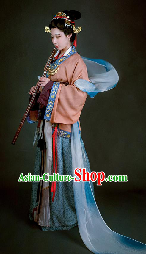 China Traditional Hanfu Historical Costumes Ancient Court Woman Dress Clothing Song Dynasty Palace Beauty Garments Complete Set