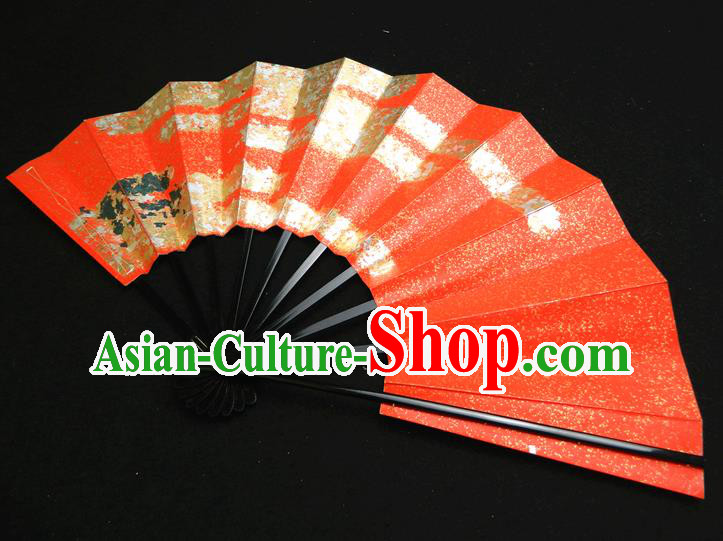 Japan Handmade Ebony Craft Fans Geisha Performance Accordion Classical Red Folding Fan Traditional Dance Fan