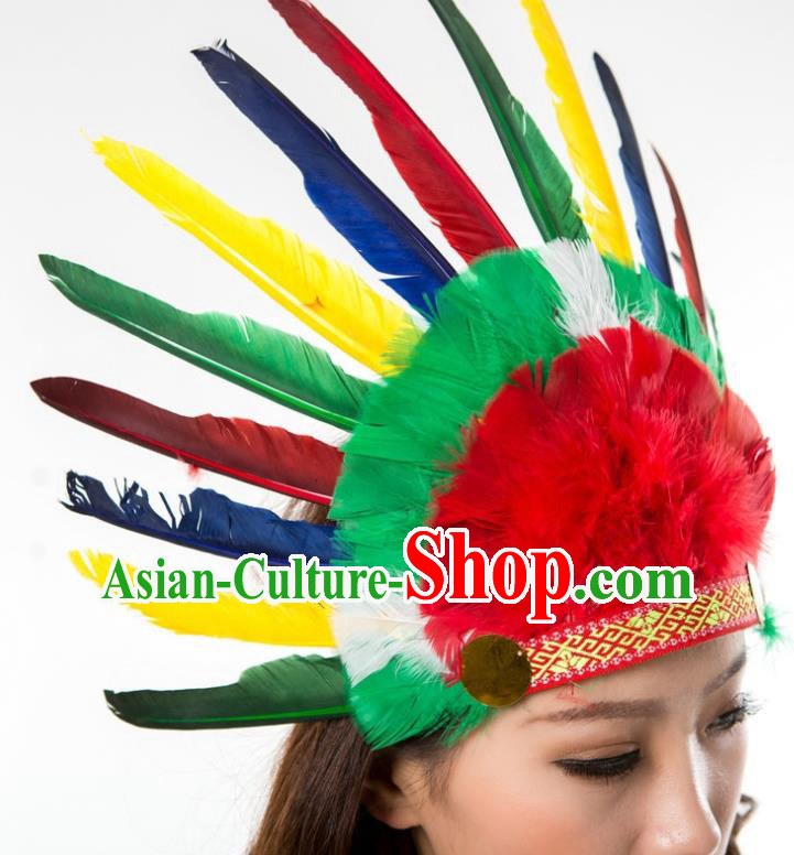 Professional Cosplay Hunter Feather Hair Crown Malankara Wild Man Hair Accessories Tribe Chief Headwear Halloween Fancy Ball Headdress