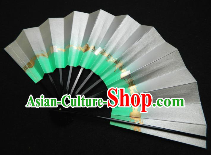 Japan Geisha Dance Folding Fan Traditional Court Light Grey Fan Handmade Craft Fans Kimono Performance Accordion