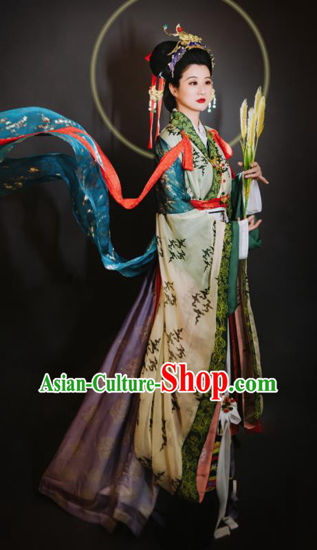 China Traditional Historical Costumes Ancient Goddess Queen Dress Clothing Song Dynasty Court Empress Hanfu Garments Complete Set