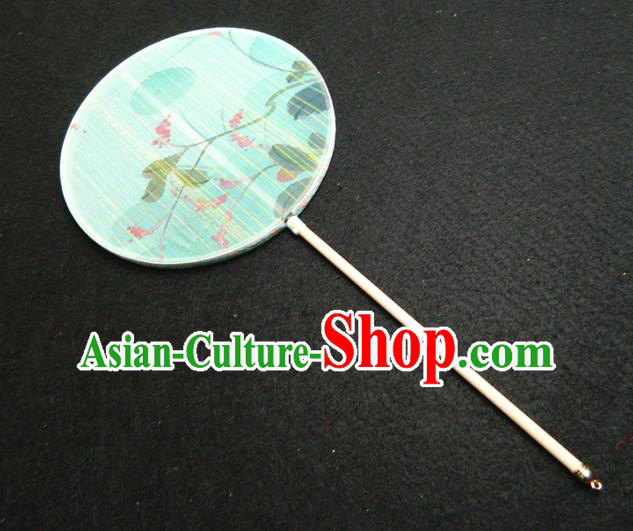 Japan Geisha Performance Fan Classical Dance Circular Fan Traditional Palace Fan Handmade Printing Green Silk Fan