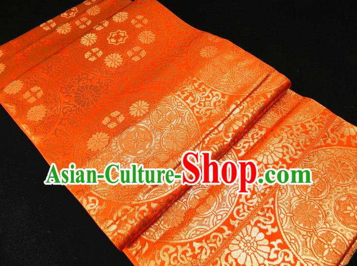 Japanese Classical Yukata Dress Hekoobi Accessories Traditional Chrysanthemum Pattern Orange Brocade Belt Handmade Kimono Waistband