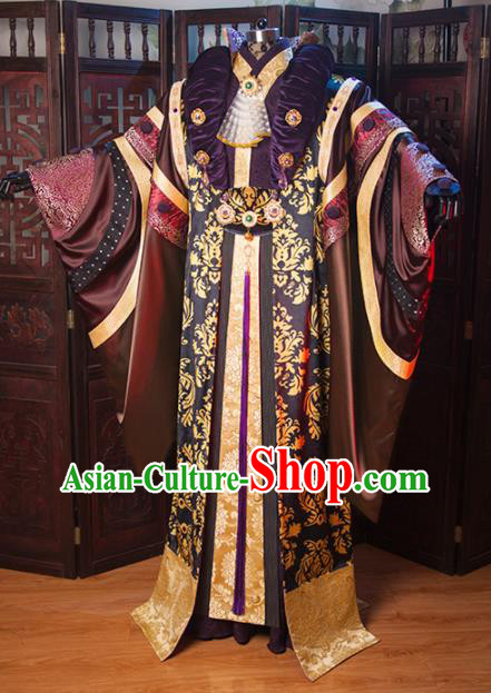 China Ancient King Garment Costumes Traditional Puppet Show Emperor Uniforms Cosplay Swordsman Hanfu Clothing