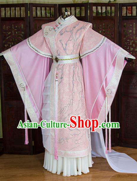 China Cosplay Fairy Princess Garment Costumes Ancient Swordswoman Pink Hanfu Dress Traditional Puppet Show Chu Huarong Clothing