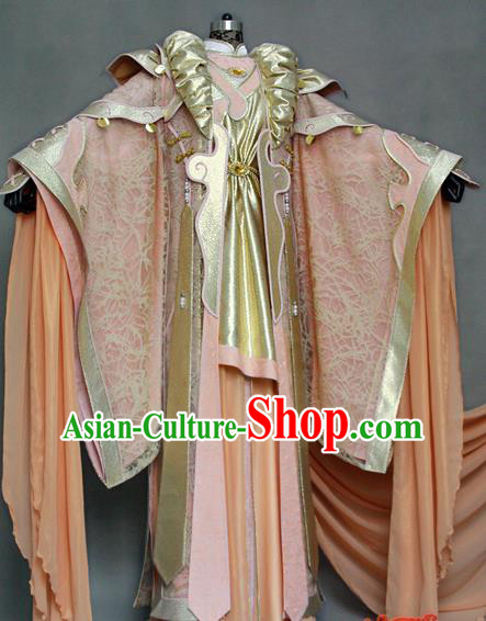 China Traditional Puppet Show Swordswoman Beifang Xiu Clothing Cosplay Queen Garment Costumes Ancient Empress Pink Hanfu Dress