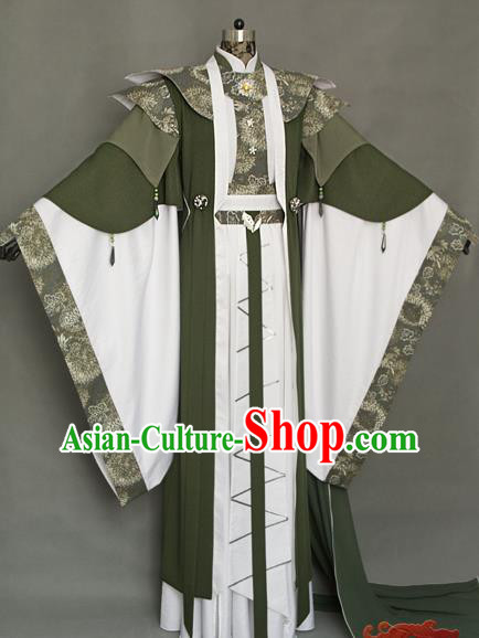 China Traditional Puppet Show Swordsman Mo Cangli Uniforms Cosplay Chivalrous Knight Hanfu Clothing Ancient King Garment Costumes