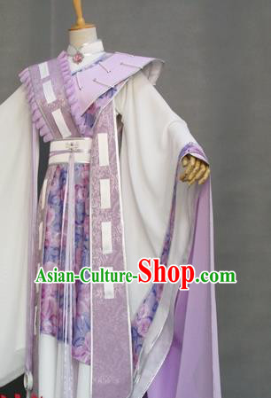 China Cosplay Fairy Queen Garment Costumes Ancient Princess Lilac Hanfu Dress Traditional Puppet Show Swordswoman Clothing