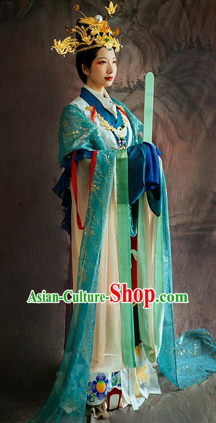 China Song Dynasty Court Woman Hanfu Dress Traditional Dunhuang Frescoes Goddess Historical Costumes Ancient Empress Garment Clothing Full Set
