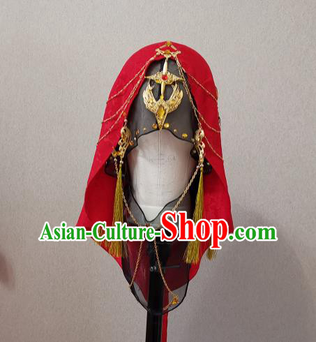 Chinese Traditional Hanfu Red Hat Ancient Princess Headdress Cosplay Female Swordsman Headpiece
