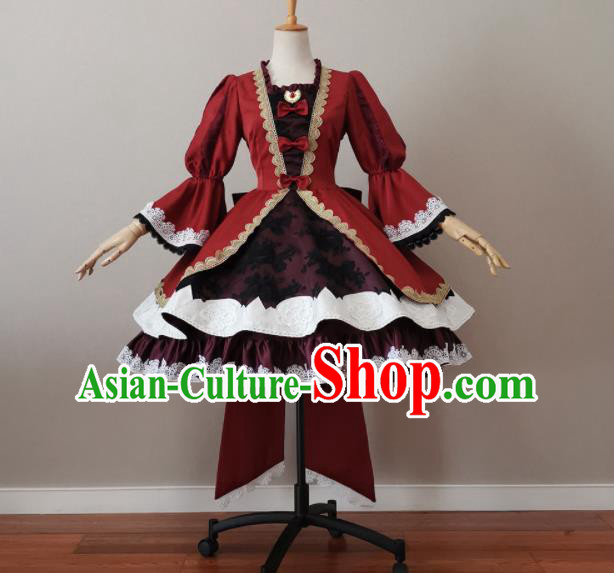 Top Halloween Fancy Ball Garment Costume Magic Princess Clothing Cosplay Female Warrior Red Short Dress