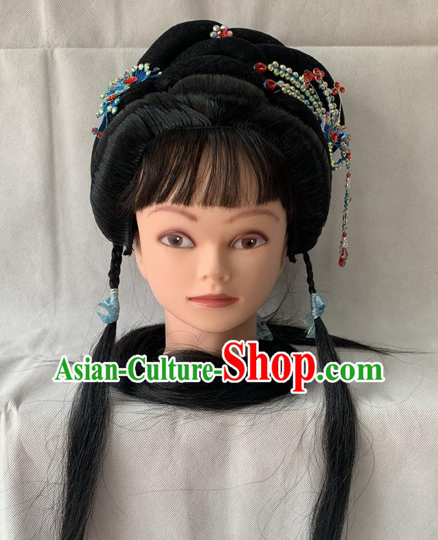 Chinese Beijing Opera Fairy Wigs and Hairpins Hairpieces Peking Opera Hua Tan Hair Accessories Traditional Opera Young Lady Headdress