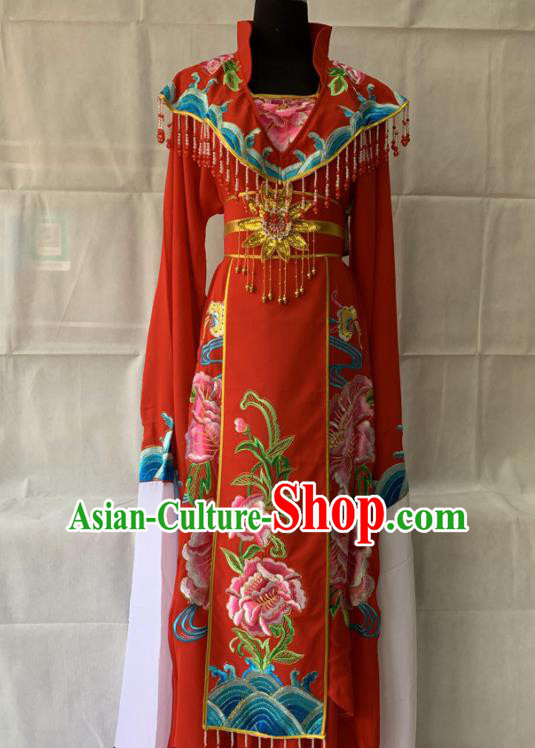 China Traditional Opera Court Beauty Garment Costumes Ancient Imperial Concubine Embroidered Clothing Beijing Opera Hua Tan Red Dress Outfits