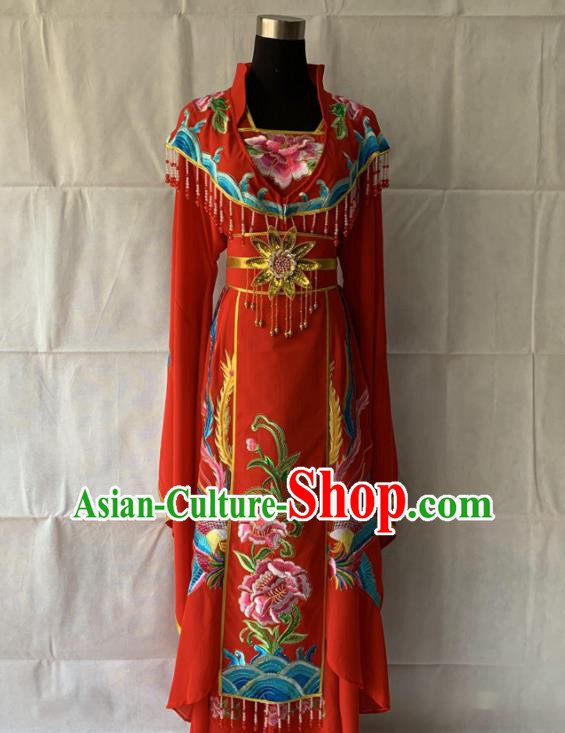 China Beijing Opera Hua Tan Red Dress Outfits Traditional Opera Court Beauty Garment Costumes Ancient Imperial Concubine Embroidered Clothing