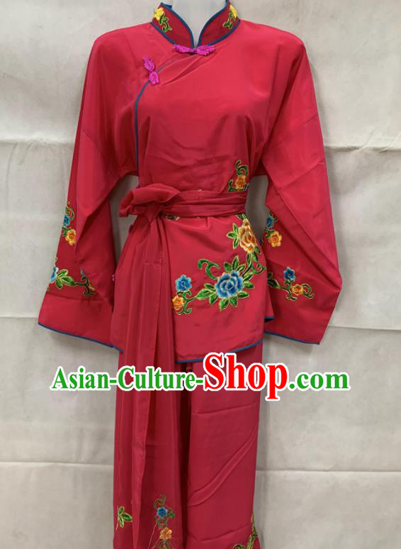 China Traditional Opera Servant Girl Garment Costumes Ancient Maid Lady Clothing Beijing Opera Xiaodan Red Dress Outfits