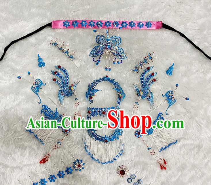 Chinese Peking Opera Princess Hair Crown Traditional Opera Empress Hairpin Beijing Opera Hua Tan Hair Accessories Complete Set