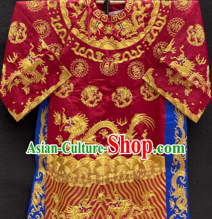 Chinese Peking Opera Xiaosheng Embroidered Wine Red Robe Traditional Opera Prime Minister Clothing Beijing Opera Official Garment Costume