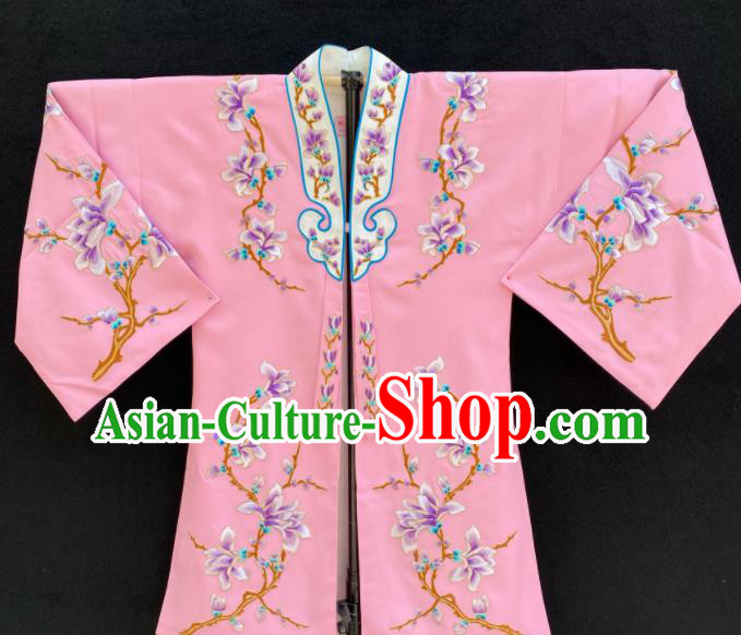 China Ancient Princess Clothing Beijing Opera Hua Tan Embroidered Magnolia Pink Cape Traditional Opera Young Lady Garment Costume