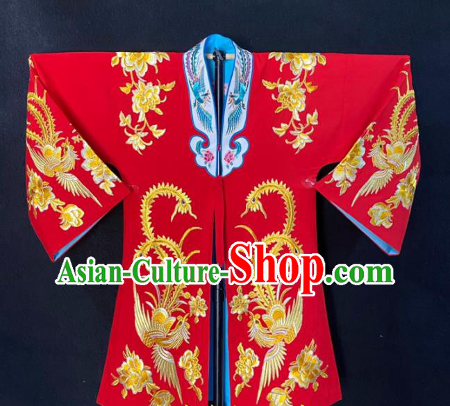 China Traditional Opera Young Beauty Garment Costume Ancient Princess Clothing Beijing Opera Diva Embroidered Phoenix Red Cape