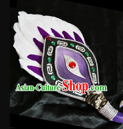 Chinese Traditional Puppet Show Swordsman Props Ancient Taoist Nun Feather Fan Cosplay Military Counsellor Fans