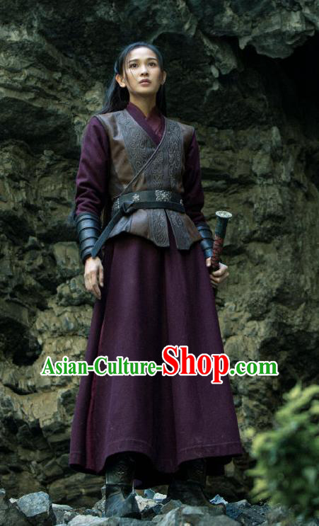 China Ancient Swordswoman Garment Costumes The Rebel Princess Southern and Northern Dynasties Female Warrior Armor Clothing Complete Set