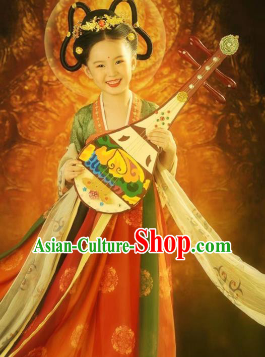 Chinese Tang Dynasty Princess Ruqun Hanfu Dress Ancient Fairy Garment Costumes Traditional Children Clothing