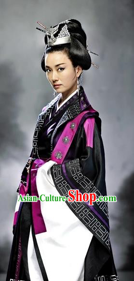 Korean Ancient Queen Garment Costumes Traditional Imperial Empress Dress TV Series GyeBaek Sa Taek-bi Clothing and Headpieces