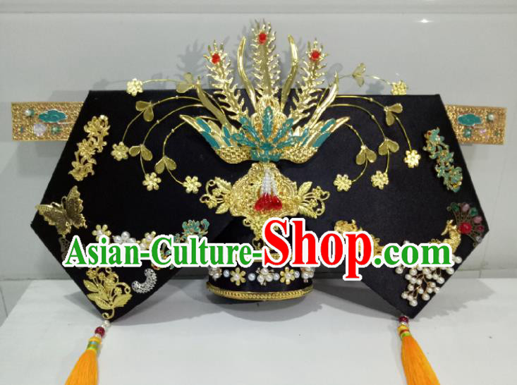 China Traditional Qing Dynasty Court Headdress TV Series Giant Wing Headpiece Ancient Imperial Consort Hair Accessories