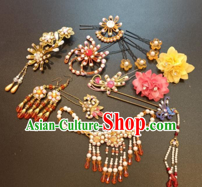 China Ancient Noble Lady Hair Accessories Traditional Yue Opera Actress Phoenix Hairpins Beijing Opera Hua Tan Headpieces
